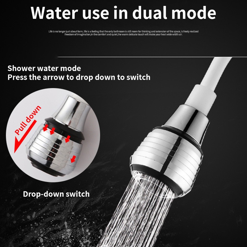 360° Vòi Nước Nối Dài Có Thể Điều Chỉnh Hai Tốc Độ Tiện Dụng Cho Nhà Bếp/ Phòng Tắm