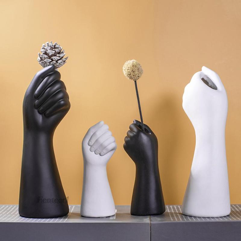 [Fenteer1] Bình Hoa Khô Bằng Nhựa Resin Màu Đen Để Bàn Trang Trí Nhà