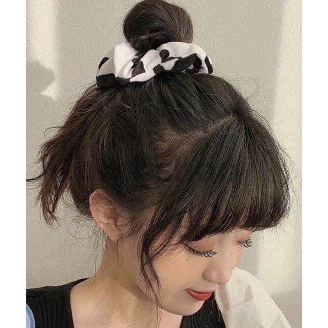 Dây cột tóc bò sữa hoạ tiết nhỏ phong cách hàn quốc-scrunchies hot hit