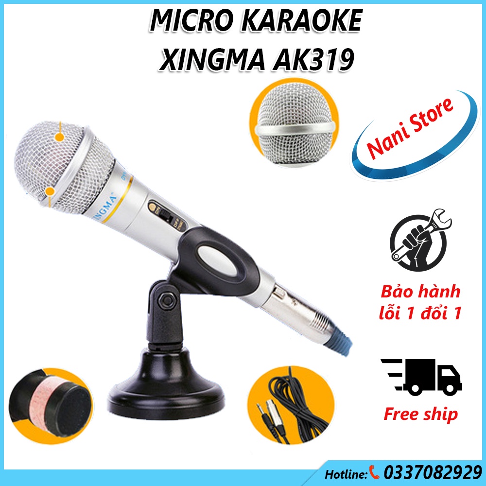 Mic Chống Hú, Chống Rè, Micro Karaoke XINGMA AK-319, Micro Chuyên Nghiệp Có Dây, Micro Hát Karaoke Phòng Thu