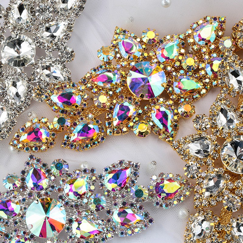 1 Đá Pha Lê Trong Suốt Kích Thước 6.3x13.5cm Dùng Trang Trí Váy Cưới