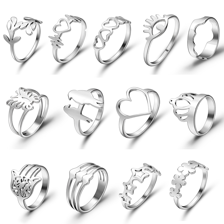 Nhẫn RINHOO bằng thép không gỉ hình nhiều kiểu dáng thời trang cho nam và nữ