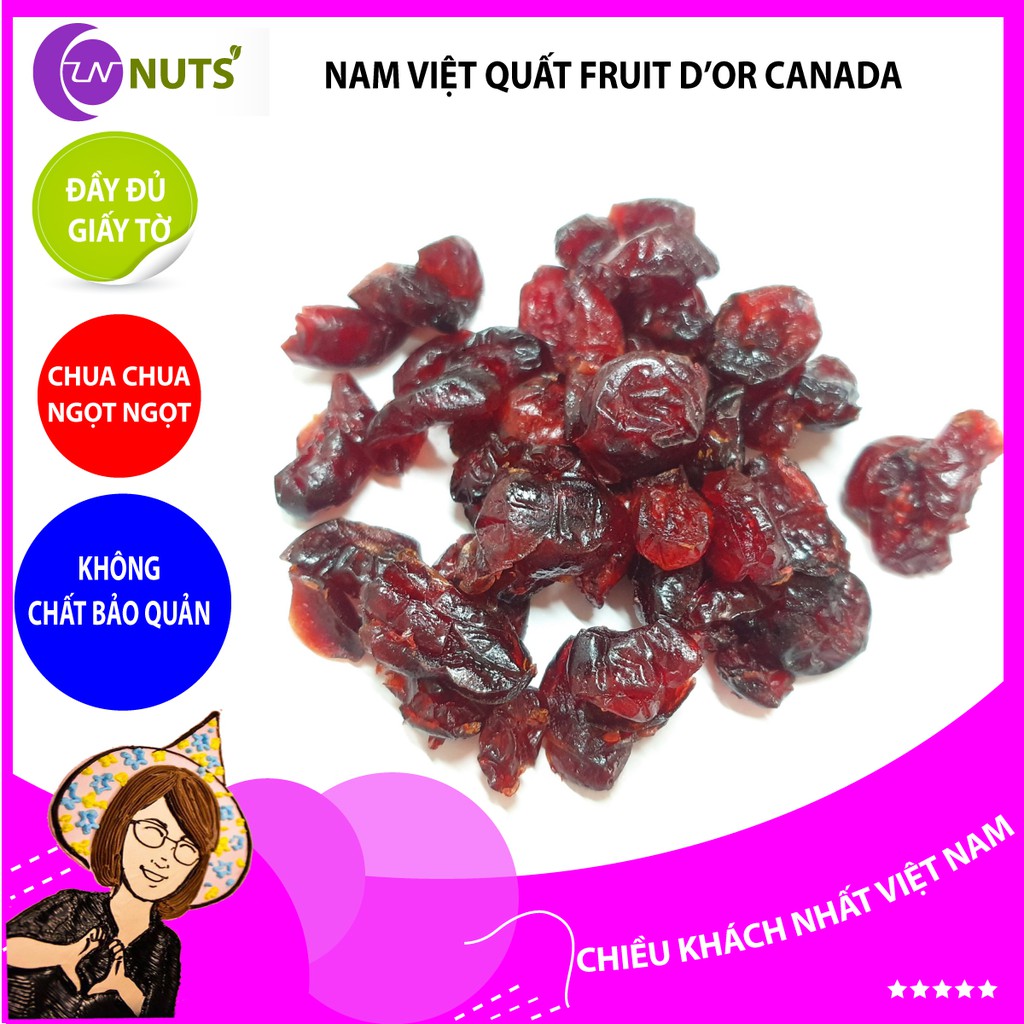 Nam Việt quất Cranberries FRUIT D'OR 1kg, nhập khẩu chính ngạch từ CANADA, đầy đủ giấy tờ, date 6 năm 2022