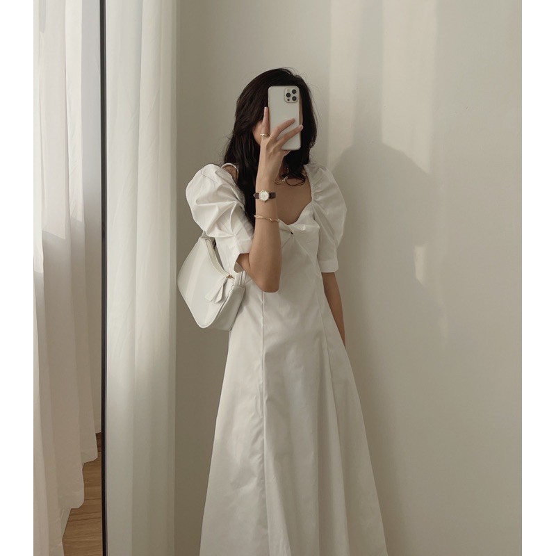 [Mã SKAMFA06 giảm 10% tối đa 50K đơn 0Đ] Váy vai bồng nơ ngực 594 | BigBuy360 - bigbuy360.vn