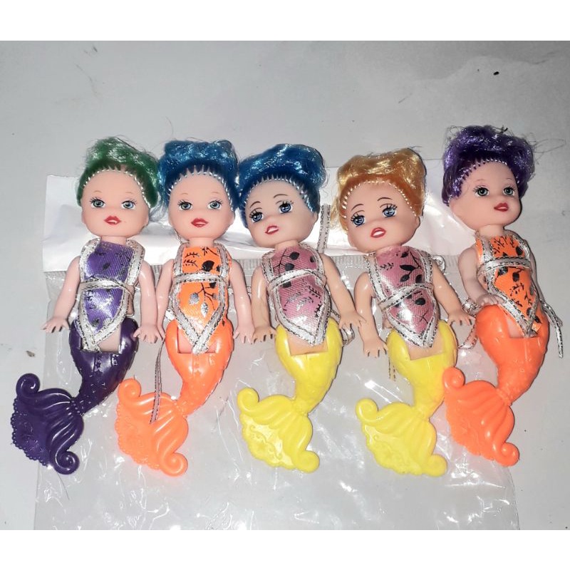 Sét 5 em búp bê khớp tiên cá mini bằng nhựa cao 10cm rất đẹp