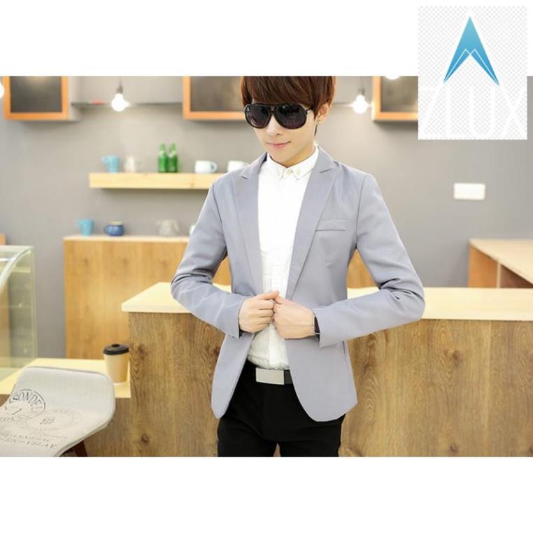 Áo khoác kiểu vest nam body viền trắng túi ngực có size lớn 2 màu đen & trắng