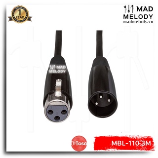 Hosa Economy Microphone Cable MBL-110 (3m) (XLR3F - XLR3M) (Dây cáp Micro thu âm canon XLR đực cái, Brand New)