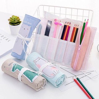 Túi đựng bút vải canvas cỡ lớn họa tiết hoạt hình phong cách hàn quốc xinh xắn