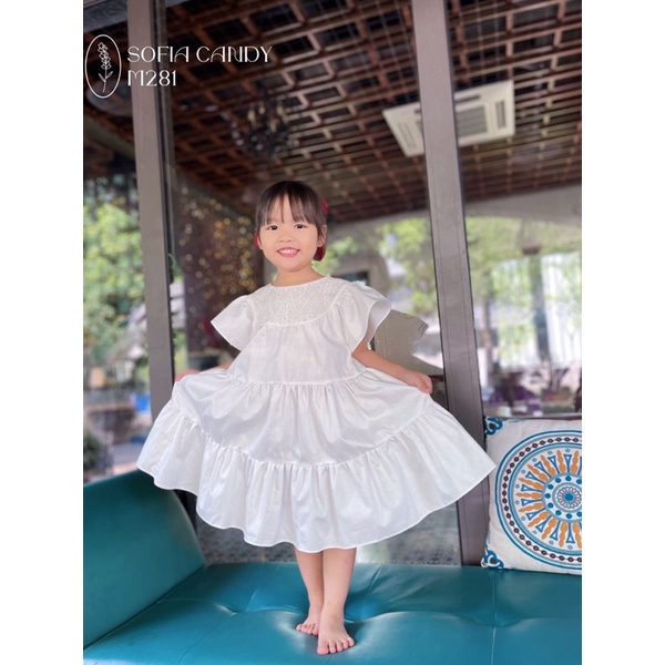 Đầm váy maxi đi biển bé gái❤️tay bèo điệu đà,cổ phối ren tinh tế, đầm xoè rộng❤️Bé đi du lịch, cafe rất đáng yêu❤️