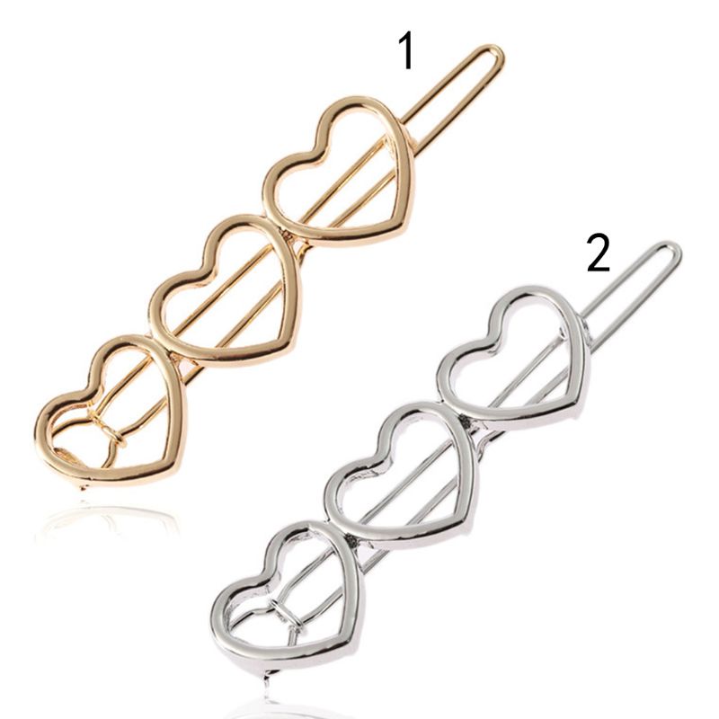 Flgo Kẹp Tóc Hình Trái Tim Ba Trái Tim Ba Màu Ánh Kim Ngọt Ngào Bề Mặt Mịn Màng