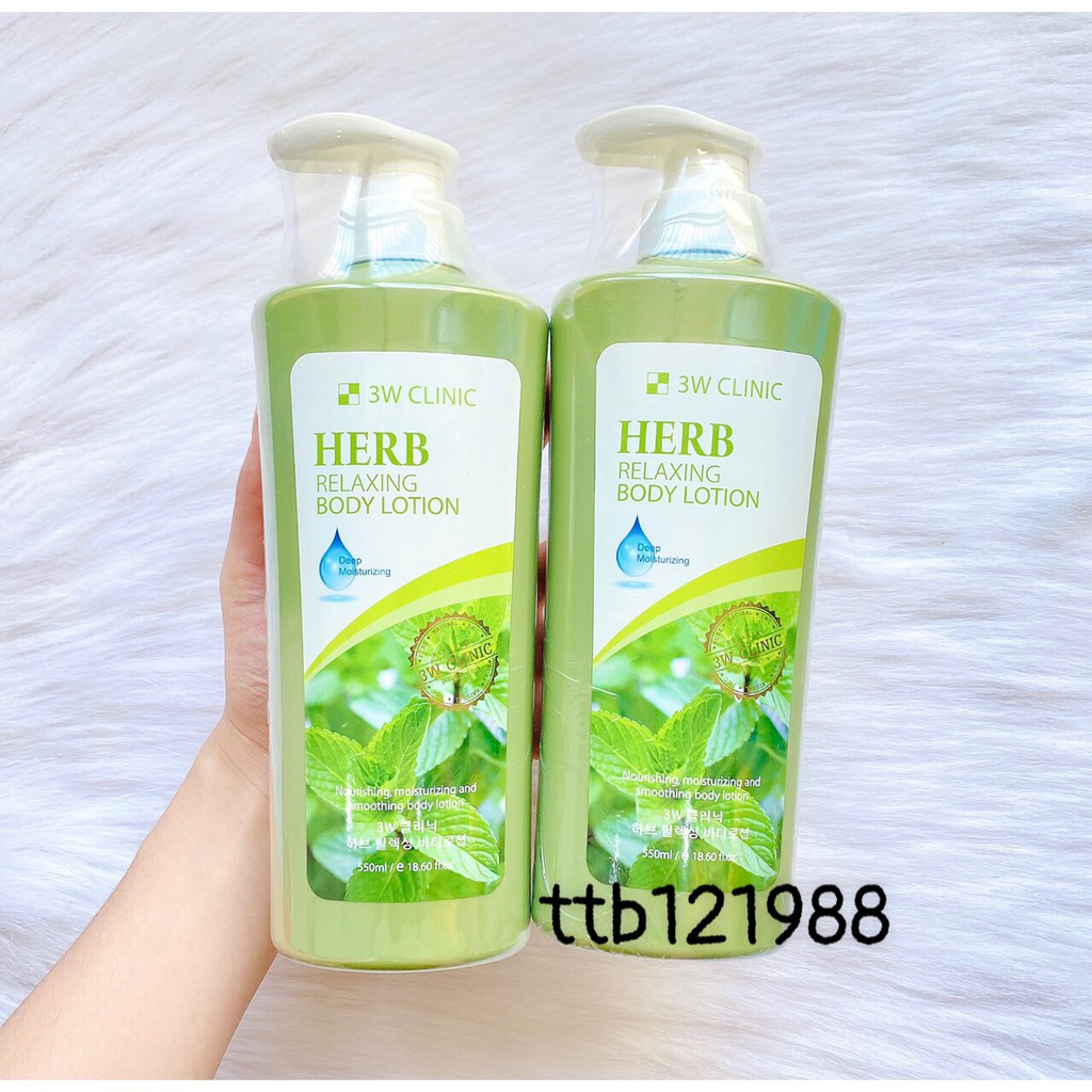 Dưỡng thể 3W Clinic Herb Relaxing Body Lotion 550ml