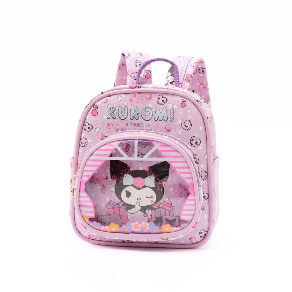 SANRIO Balo Đi Học Mini Bằng Da PU Chống Nước In Họa Tiết Hoạt Hình Dễ Thương Cho Bé Gái