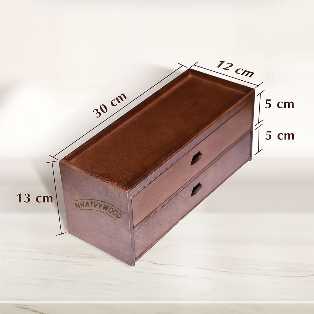 Hộp đựng đũa muỗng bằng gỗ 2 tầng Nhatvywood NV5322 dành cho nhà hàng - Quán ăn cao cấp