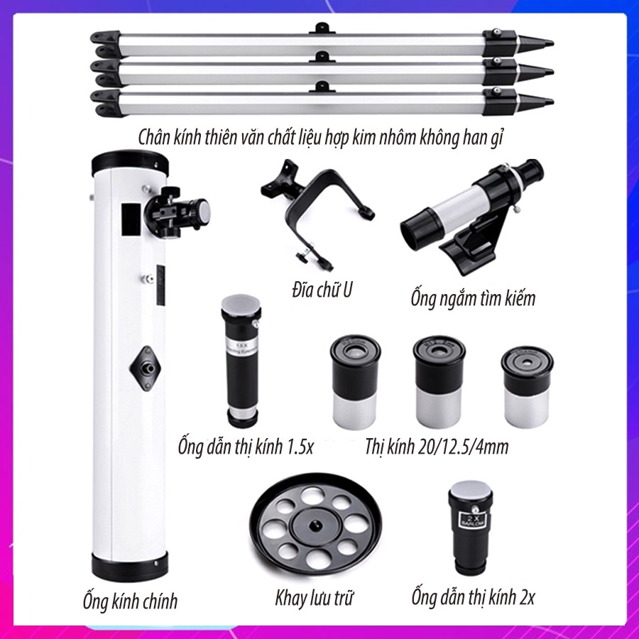 Kính viễn vọng thiên văn Phoenix 76700 ngắm sao độ nét cao, Kính khúc xạ dùng để ngắm trăng sao khi đi du lịch dã ngoại