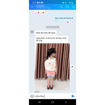 BALO ĐI HỌC THÊU TÊN CHO BÉ STYLE HÀN QUỐC