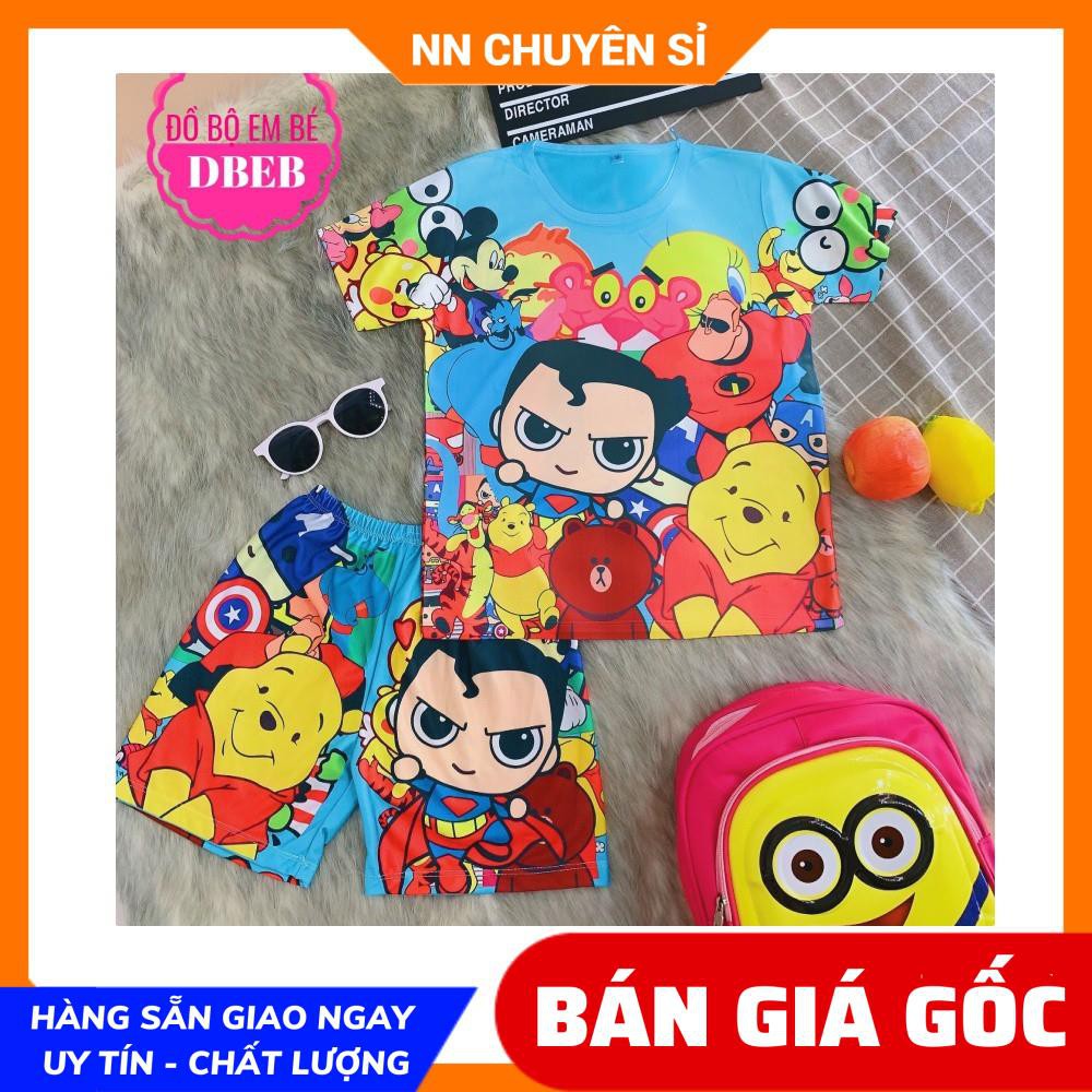 Đồ bộ bé trai bé gái 35 ký hoạt hình 3d bò sữa doremon kitty siêu nhân công chúa DBRBD TỔNG HỢP SIZE S
