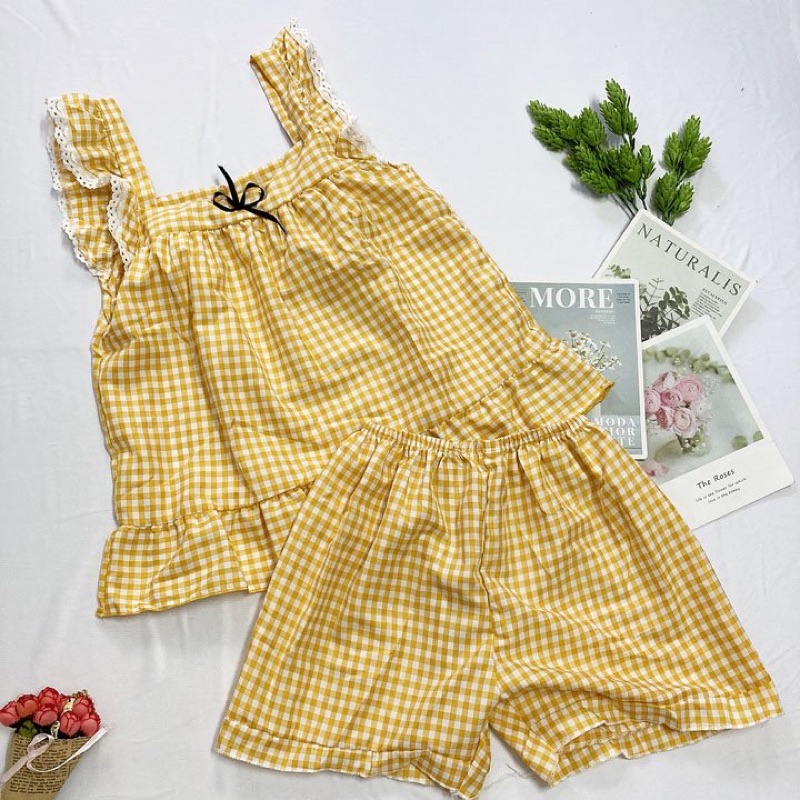 Đồ bộ mặc nhà freesize từ 40-45kg , đồ bộ cho nữ, cho bé gái lớn vải mềm - B05