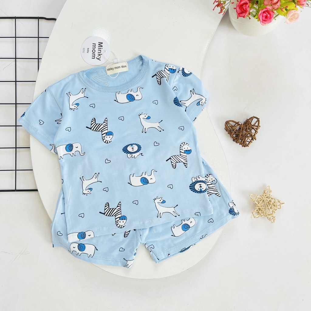 Đồ bộ cho bé cộc tay ngắn tay hình gấu MINKY MOM [Siêu cưng] Bộ ngắn cộc tay thun lạnh quần áo trẻ em