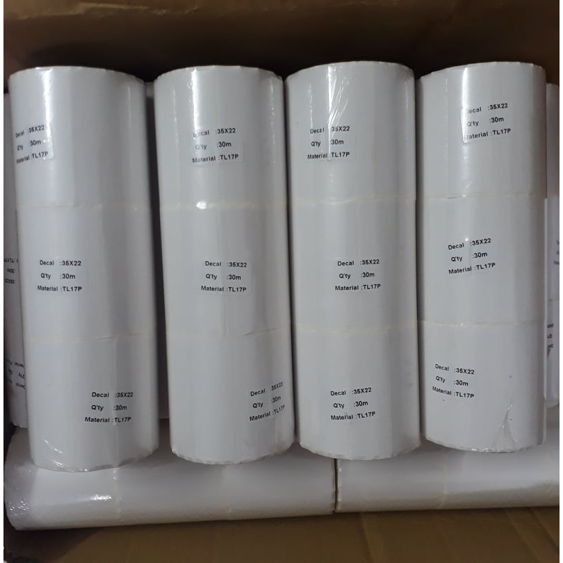 10 Cuộn Decal in nhiệt, Giấy in tem mã vạch 2 tem 35x22mm