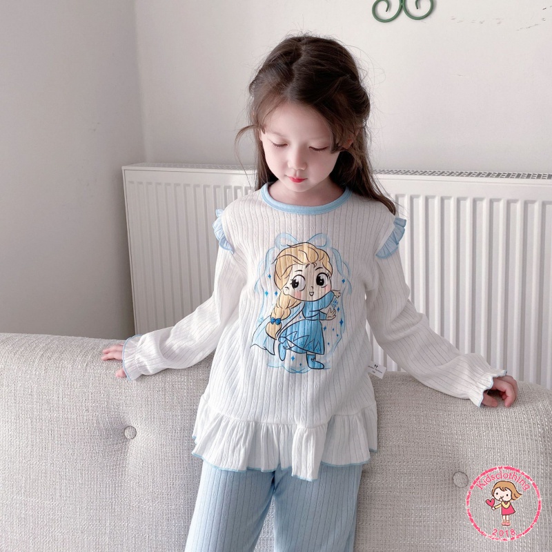 Bộ Đồ Ngủ Pijama In Họa Tiết Hoạt Hình Kiểu Hàn Quốc Xinh Xắn Cho Bé Gái