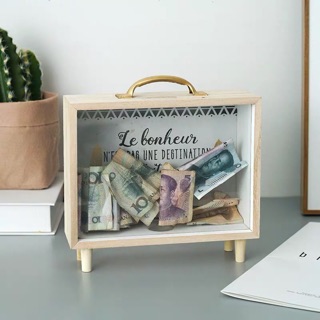Hộp tiết kiệm gỗ decor