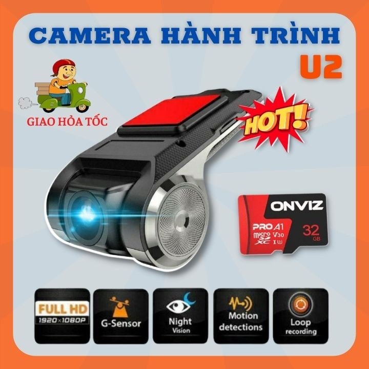 Camera hành trình Ô TÔ ONTEK U2 | V2 Có WIFI DVR FHD 1080P Cao cấp, siêu nét - Chuyên dụng cho xe hơi - BH 12 Tháng