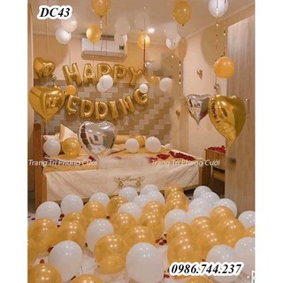 Set bóng trang trí phòng cưới tông màu vàng mã DC43