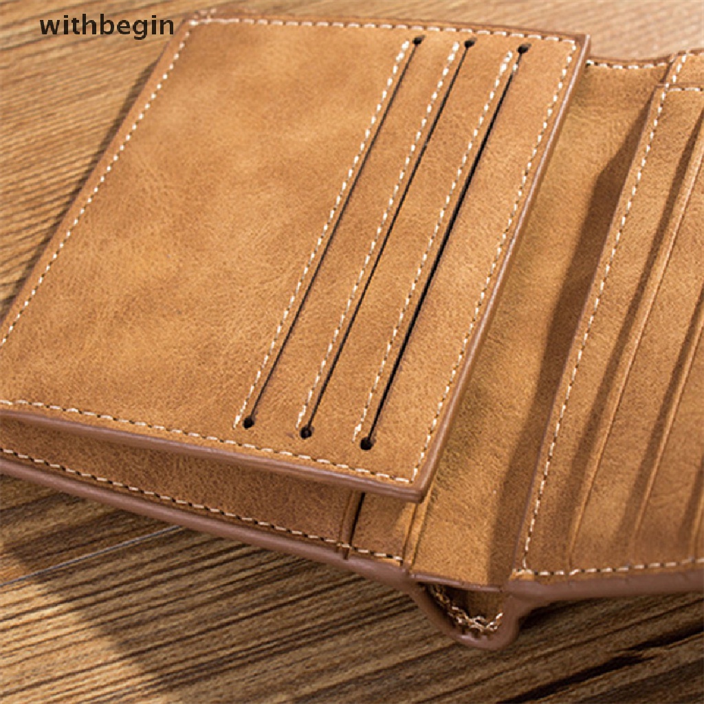 Ví Da Bò Gập Đôi Siêu Mỏng Đựng Thẻ Tín Dụng / Tiền Xu Có Thể Gập Lại Cho Nam