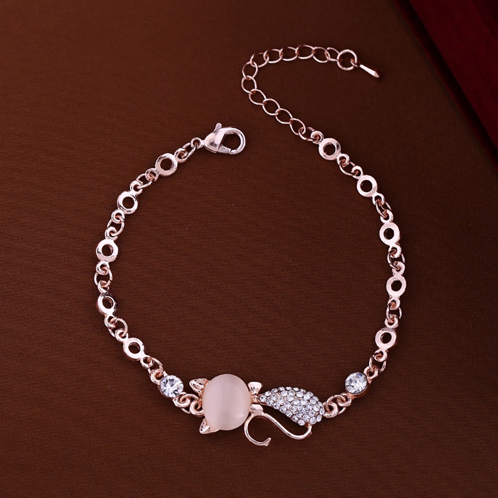 Vòng đeo tay đính đá Opan hình mèo xinh xắn dành cho nữ