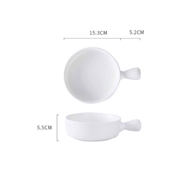 Bát 550ml có tay cầm (Trắng)