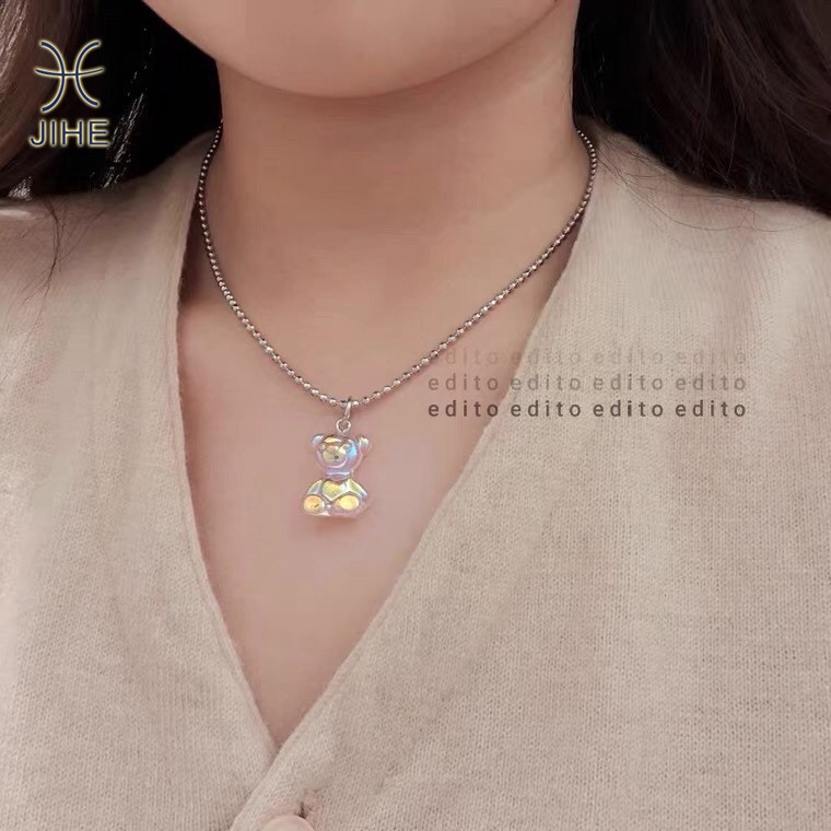 【JIHE】Vòng cổ Phối Mặt Hình Gấu Bằng Acrylic Dễ Thương