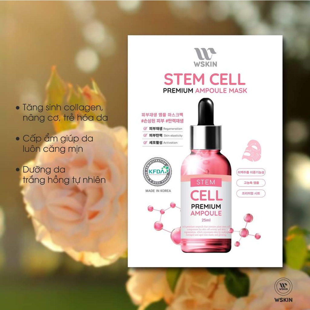 Mặt nạ tế bào gốc nâng cơ, trẻ hóa da Wskin Stem Cell Premium Ampoule Mask Hàn Quốc