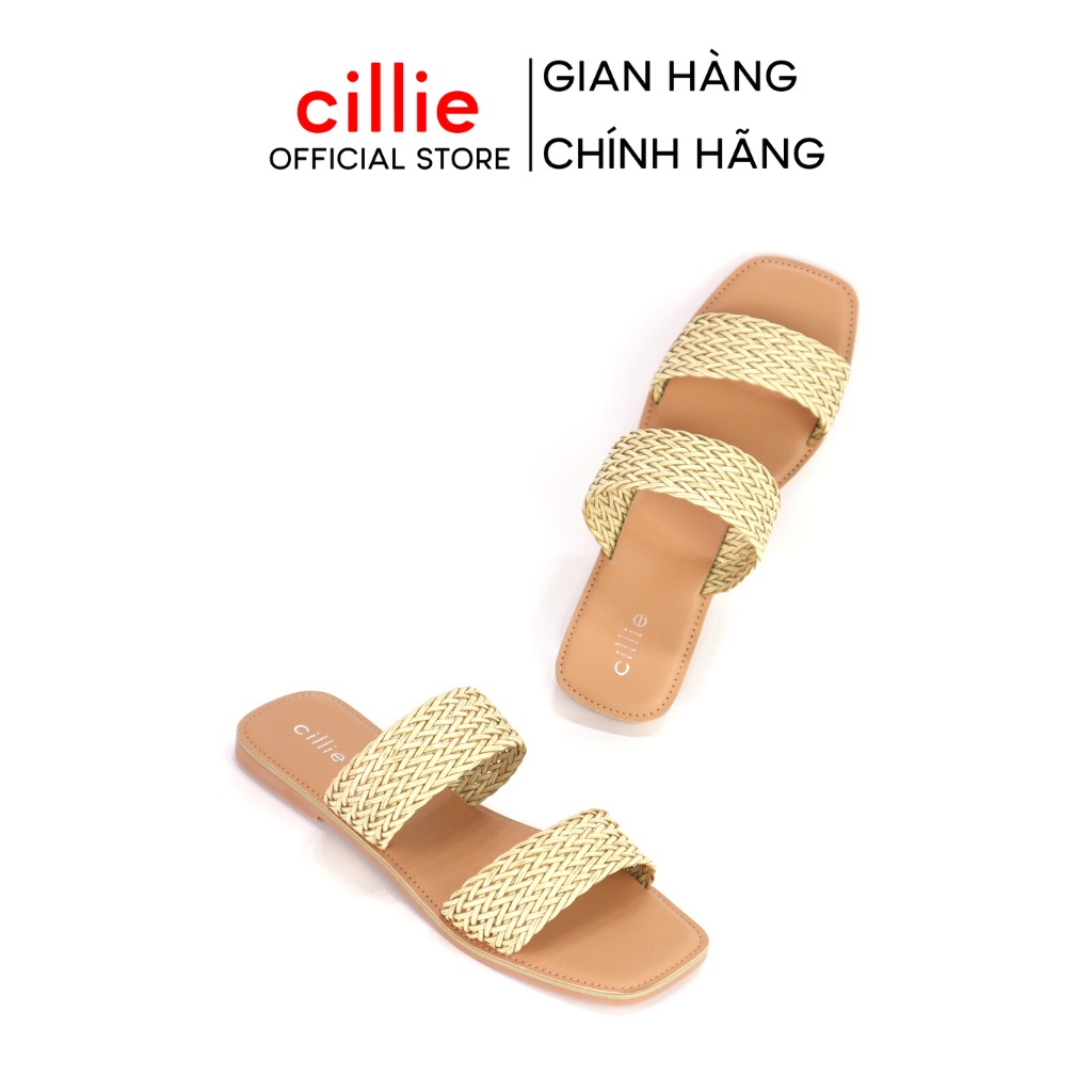 Dép nữ quai ngang đan dây thoáng mát đế bệt đi chơi đi biển dạo phố Cillie 1041