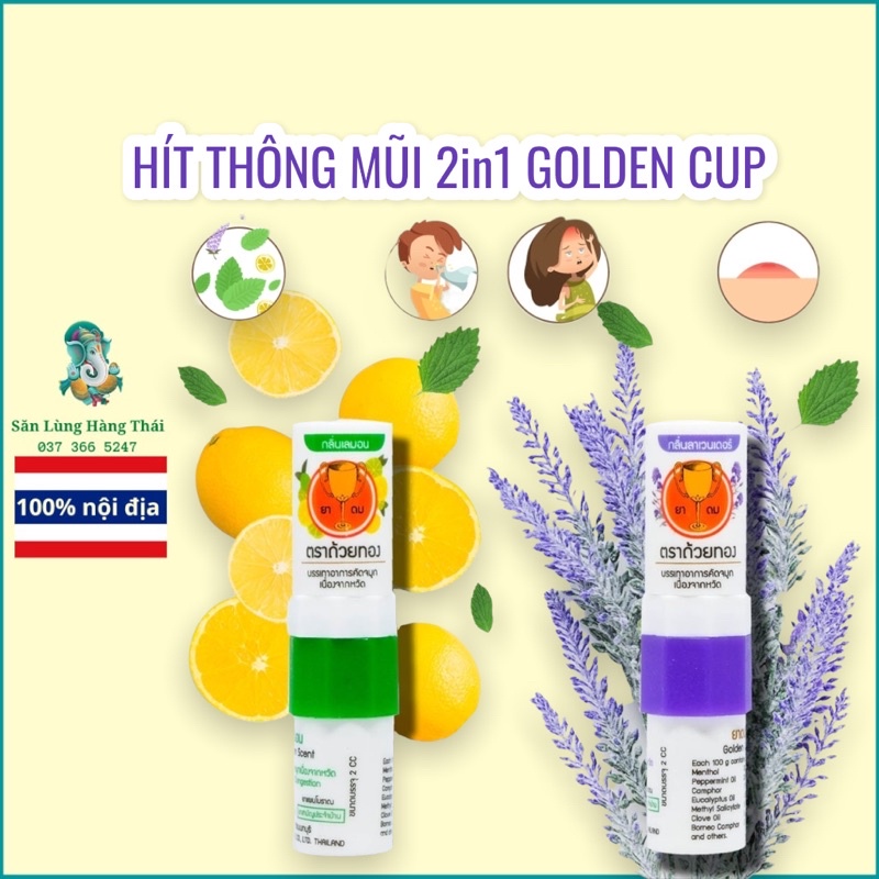 Ống Hít Thông Mũi 2 Đầu Trong 1 Golden Cup Thái Lan