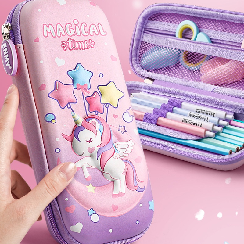 Túi Đựng Bút Hai Lớp eva Họa Tiết Hoạt Hình 3D Cho Học Sinh Ốp