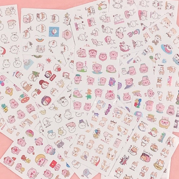 Hộp 12 Tấm Sticker Hình Dán Trang Trí Hủ Đựng Slime Sổ Tay Bình Nước Dễ Thương Đủ Mẫu - Nguyên Liệu Làm Slime