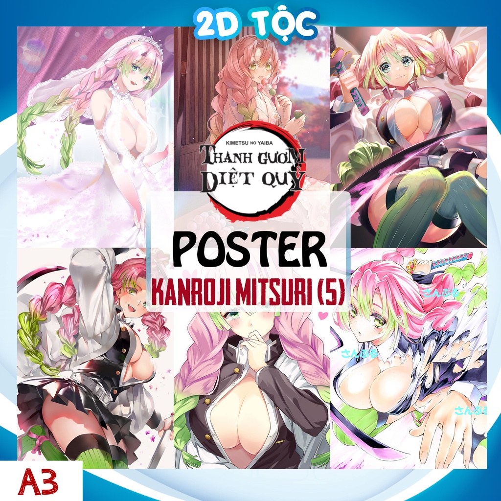 Tranh poster A3 Kanroji Mitsuri  Anime Manga Kimetsu No Yaiba - 2D Tộc Shop
