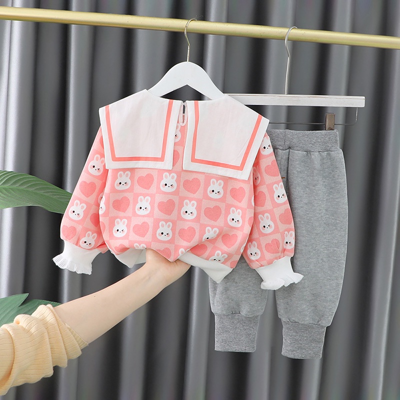 Bộ quần áo AMILA dài tay cổ bẻ lớn thời trang mùa thu Hàn Quốc dành cho bé gái