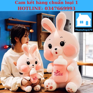 Gấu bông thỏ ôm bình sữa - búp bê thỏ - thú nhồi bông thỏ dễ thương