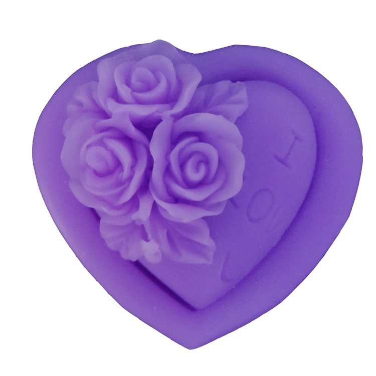 Khuôn silicon làm bánh sô cô la hình hoa trái tim 3d