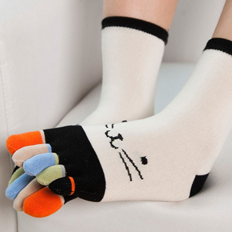 Đôi Tất Cotton Xỏ Ngón Hình Mèo Hoạt Hình Đáng Yêu Cho Nữ