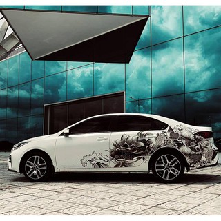 Tem Dán Xe Kia Cerato Trắng Cá Chép Hóa Rồng Thiết Kế Bắt Mắt