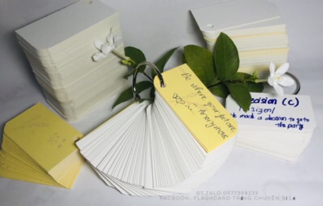 RẺ BẤT NGỜ 100 thẻ flashcard trắng bo góc chiếc lá các loại
