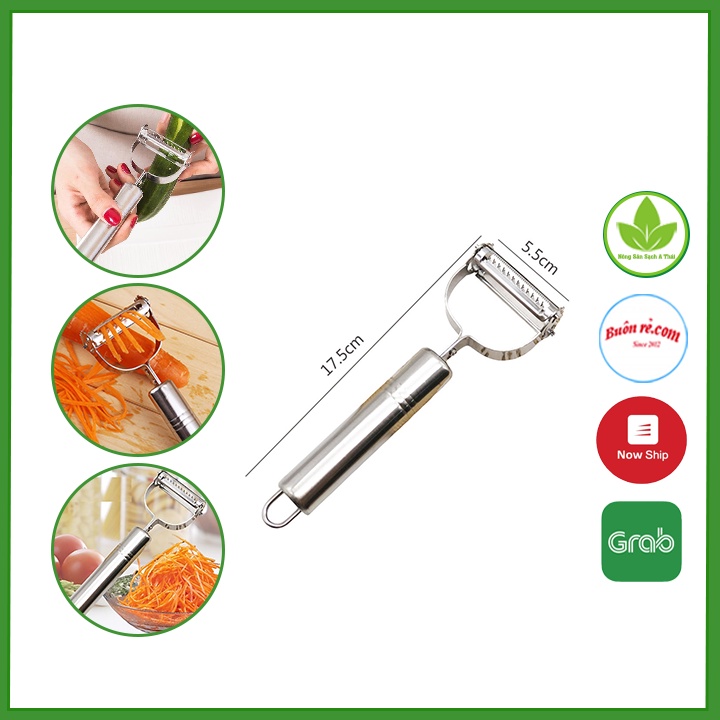 Nạo rau củ INOX Đa Năng 2 in 1 - Nạo Hoa Quả 2 lưỡi bào sợi tiện ích 00867