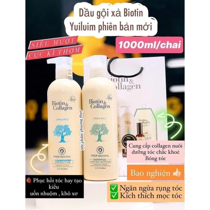 Cặp dầu gội xả Biotin & Collagen phục hồi trị rụng và kích thích mọc tóc của Ý