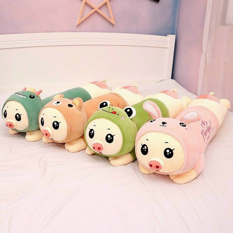Gấu Bông Heo biến hình✨Freeship✨Gối ôm lợn biến hình 1m5 khổng lồ,chất vải nỉ nhung mềm mịn