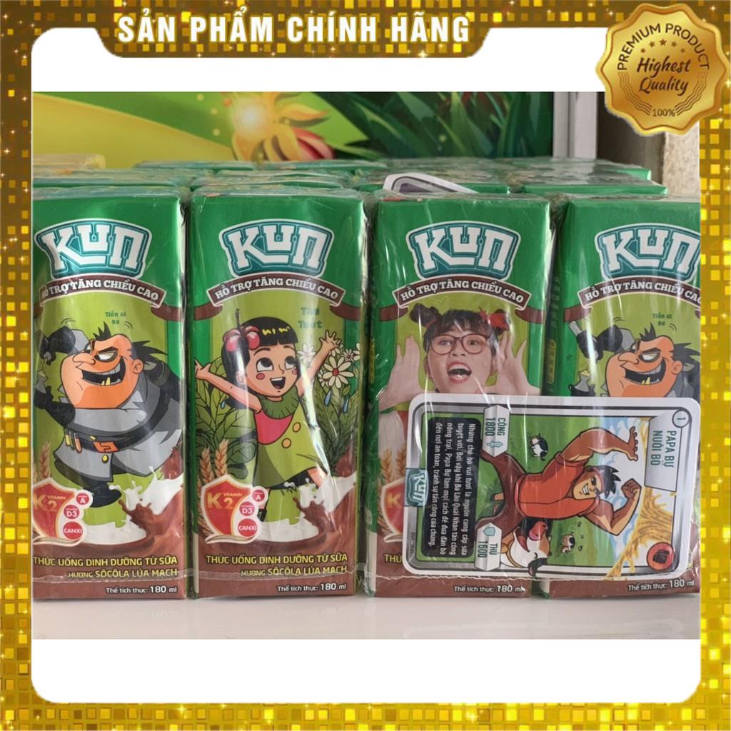 Thùng 48 Hộp 180ml sữa Kun socola/kem dâu/nho/cam/trái cây/có đường