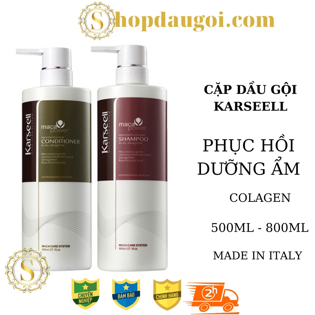 Dầu Gội Dầu Xả Colagen Karseell Dưỡng Ẩm Phục Hồi Siêu Mềm Mượt Hương Nước Hoa 500ml-800ml