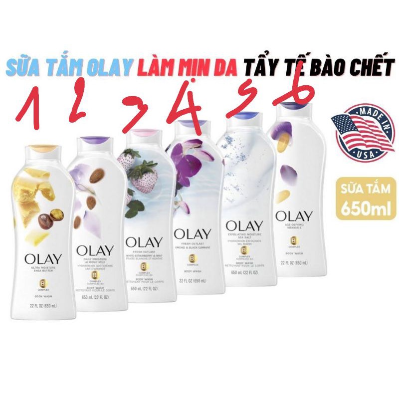 Sữa tắm Olay 650ml Mỹ ( Quý khách chọn màu theo số rồi ghi chú giúp shop nhé)