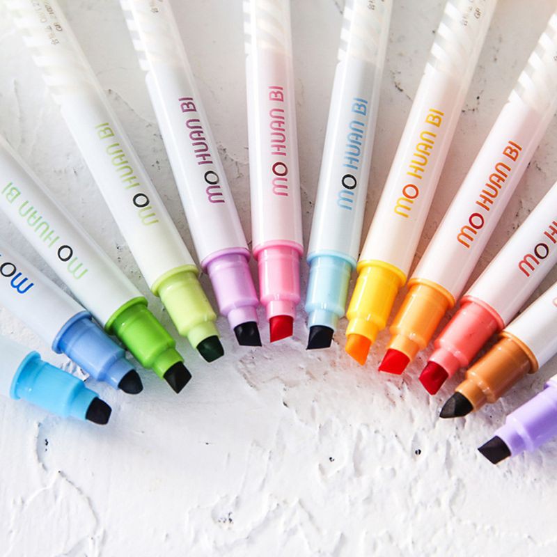 be❀  12Pcs Double-end Highlighter Pen Markers Pastel Liquid Chalk Marker Highlighters For School